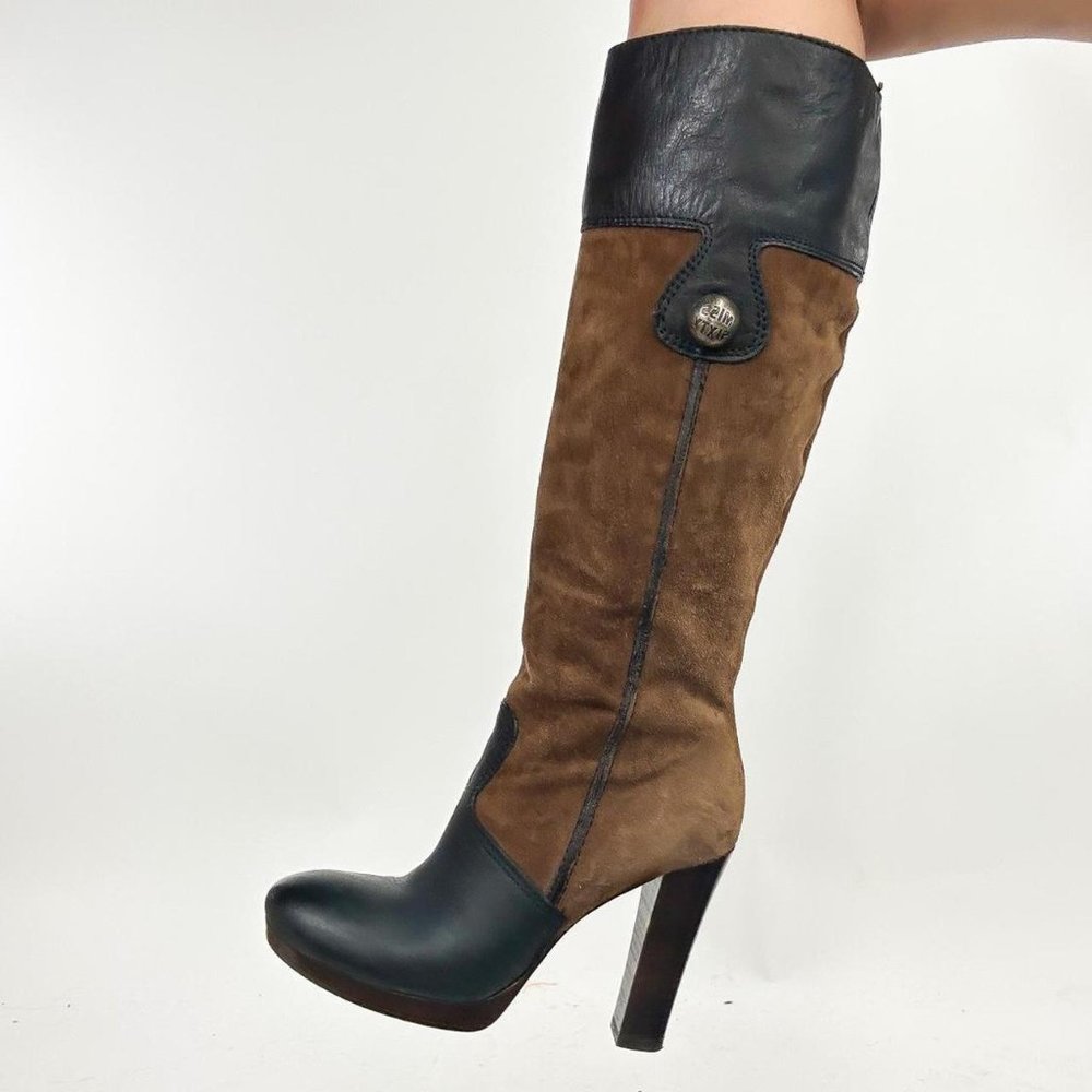 Rare Miss-sixty women's western style brown suede platform boots - Picture 1 of 8